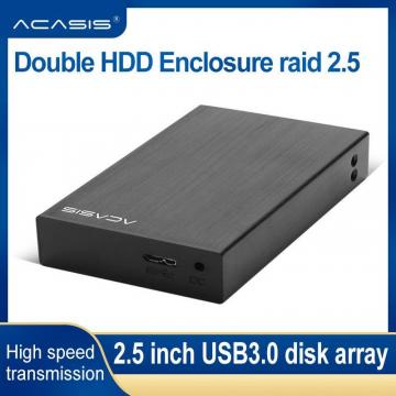 Mảng đĩa ACASIS Hộp đĩa cứng kép usb3.0 2,5 inch Hộp đĩa cứng di động máy tính xách tay hộp đựng đĩa đôi đĩa cứng với chức năng RAID