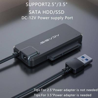ACASIS Bộ chuyển đổi USB sang SATA, USB 3.0 sang SATA, Bộ điều hợp ổ cứng cho ổ cứng 2,5 / 3,5 inchSATA HDD SDD, CD / DVD ROM. với cáp bộ chuyển đổi 12V2APower UK / US / EU