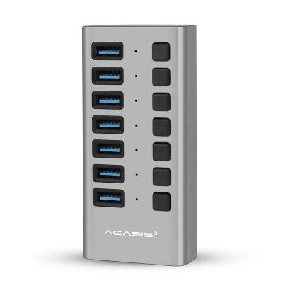 ACASIS Hub USB 3.0 Tốc độ cao 7 cổng USB 3.0 có bật / tắt bộ chia với bộ điều hợp nguồn EU / US / UK cho máy tính xách tay Macbook